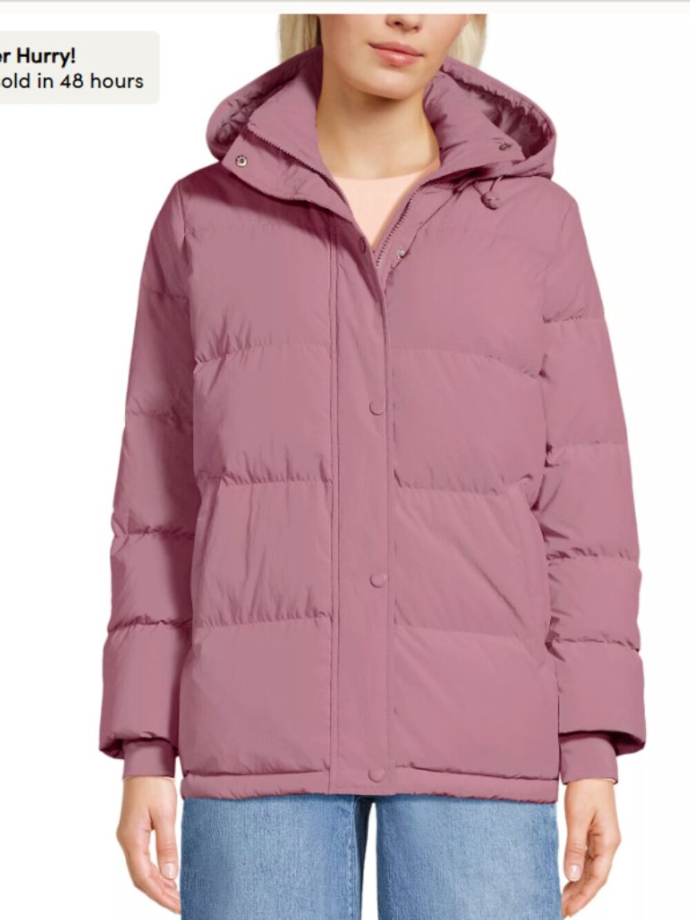 Land's End Women's Max 600 Down Puffer Jacket English Rose Size Regular S (6-8)